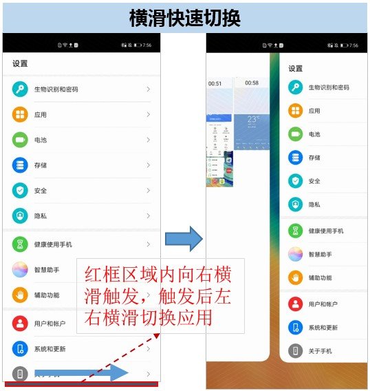 EMUI 10.1 and Magic UI 3.1 Bottom Switching Gesture - Horizontal Sliding