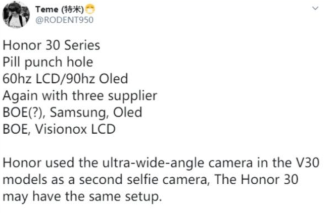 Honor 30 Series Display