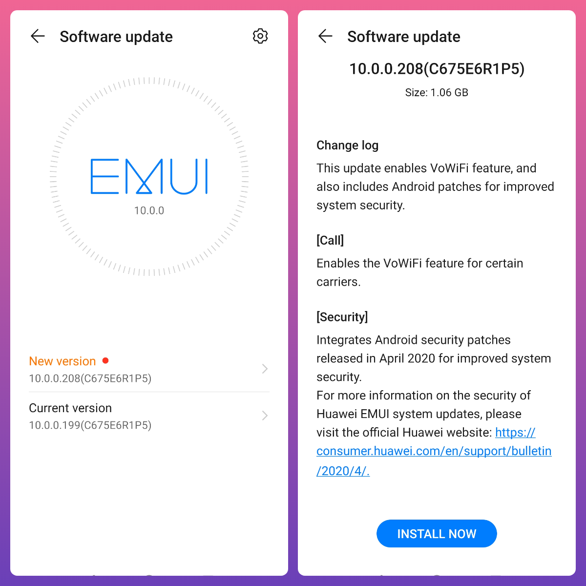 Huawei Mate 20 Pro getting 10.0.0.208