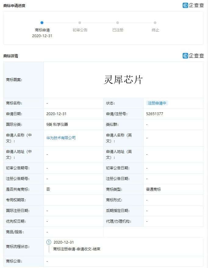 Lingxi Chip and Lingxi Processor trademark