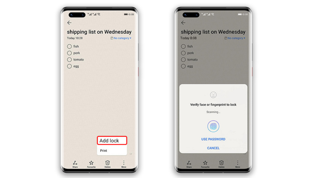 EMUI 11 Notes lock